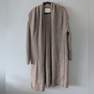 OS A by Anthropologie Dark Oatmeal Ribbed Long Cardigan Sweater